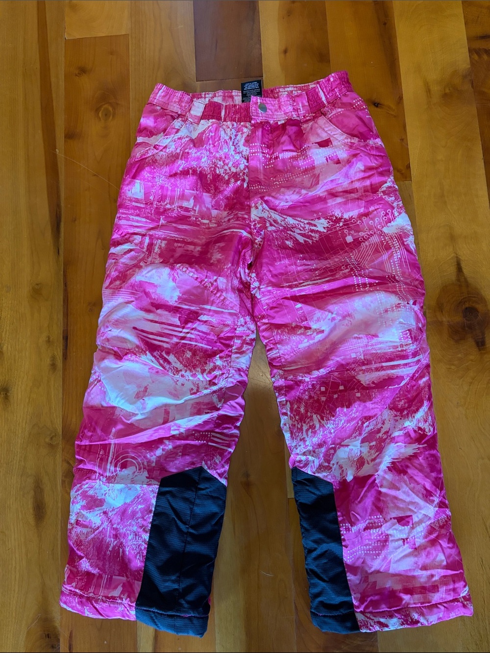 Girls Pink Print Snow Pants - size medium